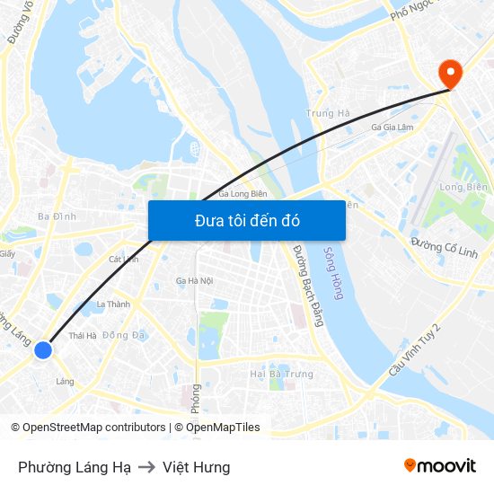 Phường Láng Hạ to Việt Hưng map