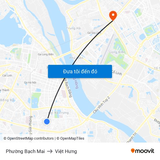 Phường Bạch Mai to Việt Hưng map