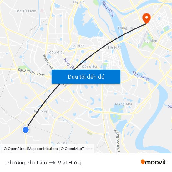 Phường Phú Lãm to Việt Hưng map