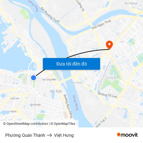 Phường Quán Thánh to Việt Hưng map