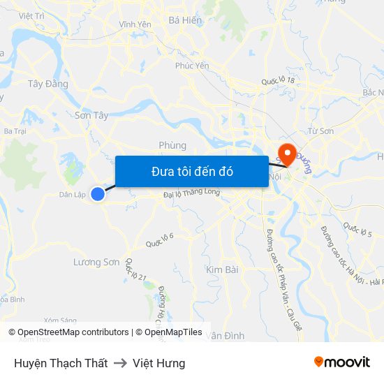Huyện Thạch Thất to Việt Hưng map