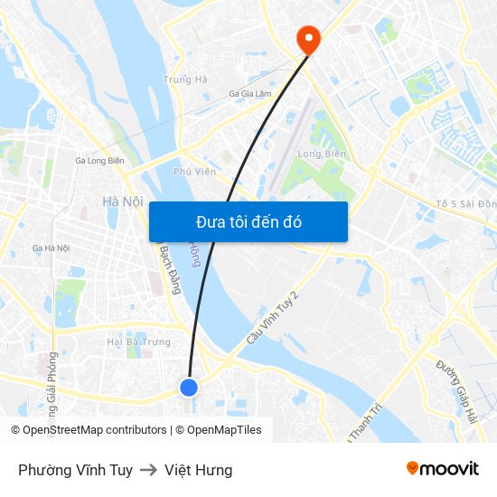Phường Vĩnh Tuy to Việt Hưng map
