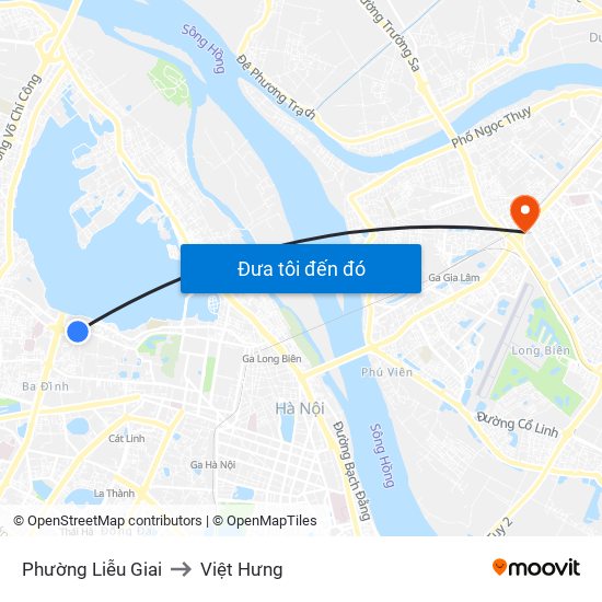 Phường Liễu Giai to Việt Hưng map