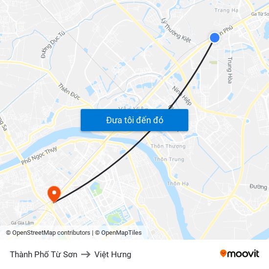 Thành Phố Từ Sơn to Việt Hưng map