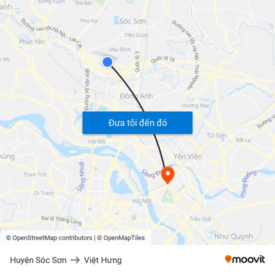 Huyện Sóc Sơn to Việt Hưng map