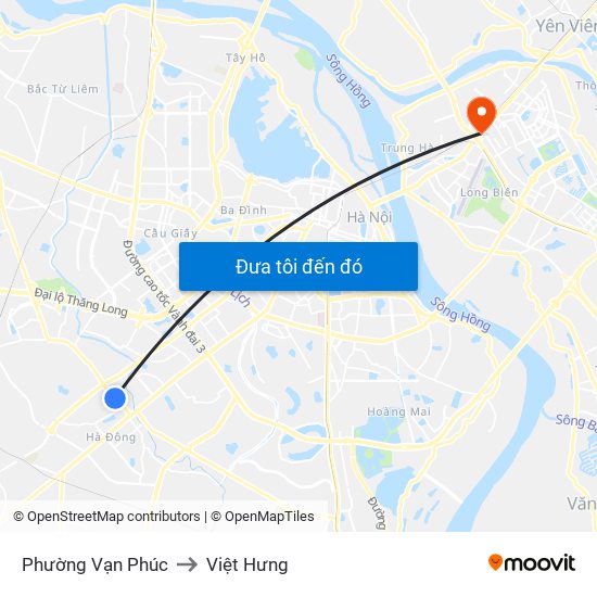 Phường Vạn Phúc to Việt Hưng map