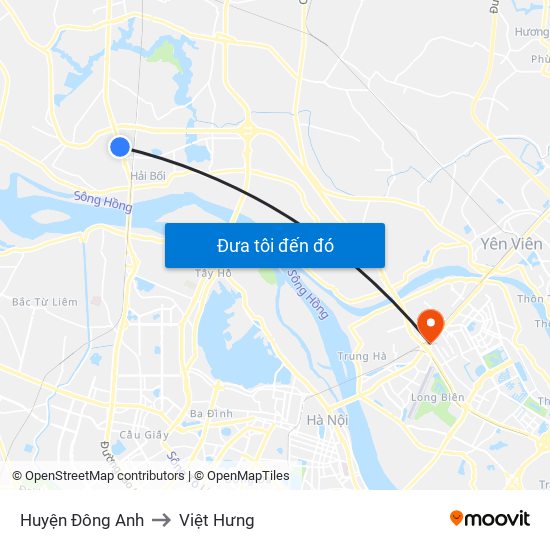 Huyện Đông Anh to Việt Hưng map
