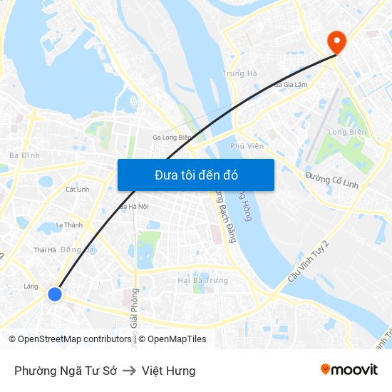 Phường Ngã Tư Sở to Việt Hưng map