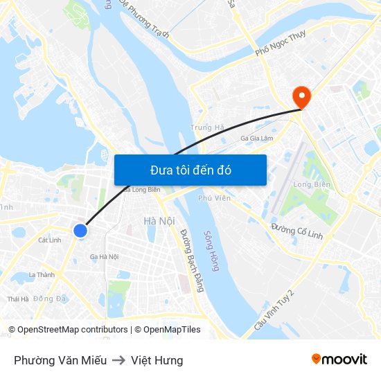 Phường Văn Miếu to Việt Hưng map