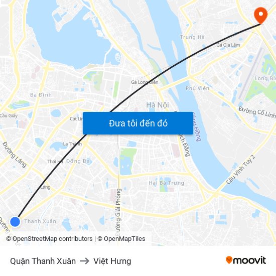 Quận Thanh Xuân to Việt Hưng map