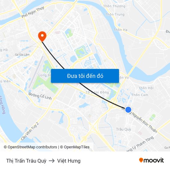 Thị Trấn Trâu Quỳ to Việt Hưng map