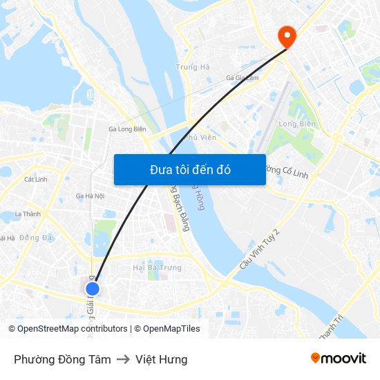 Phường Đồng Tâm to Việt Hưng map