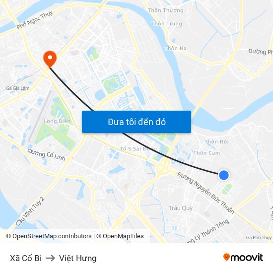 Xã Cổ Bi to Việt Hưng map