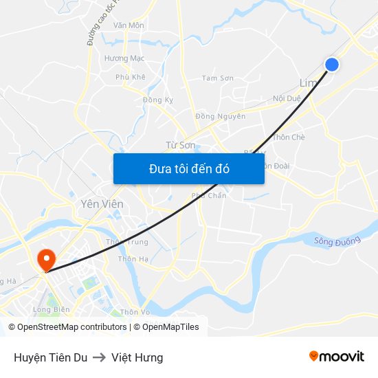 Huyện Tiên Du to Việt Hưng map