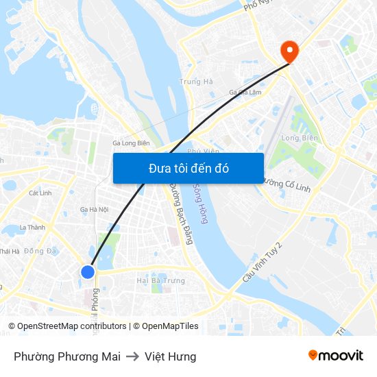 Phường Phương Mai to Việt Hưng map