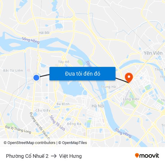 Phường Cổ Nhuế 2 to Việt Hưng map
