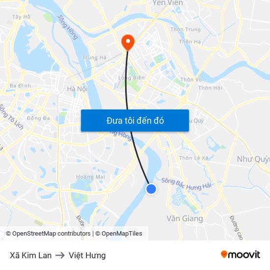 Xã Kim Lan to Việt Hưng map