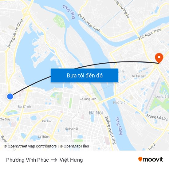 Phường Vĩnh Phúc to Việt Hưng map
