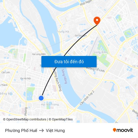 Phường Phố Huế to Việt Hưng map