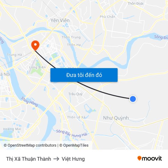 Thị Xã Thuận Thành to Việt Hưng map