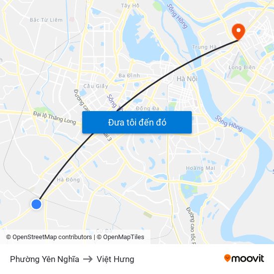 Phường Yên Nghĩa to Việt Hưng map