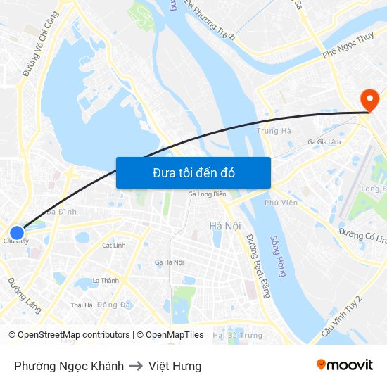 Phường Ngọc Khánh to Việt Hưng map