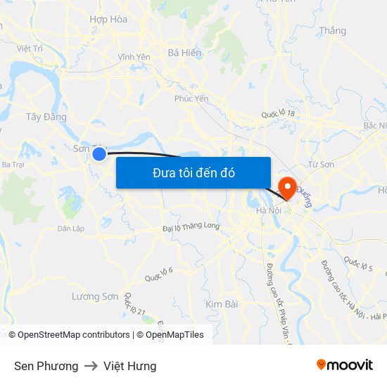 Sen Phương to Việt Hưng map