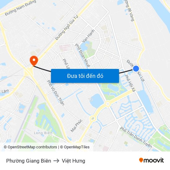Phường Giang Biên to Việt Hưng map
