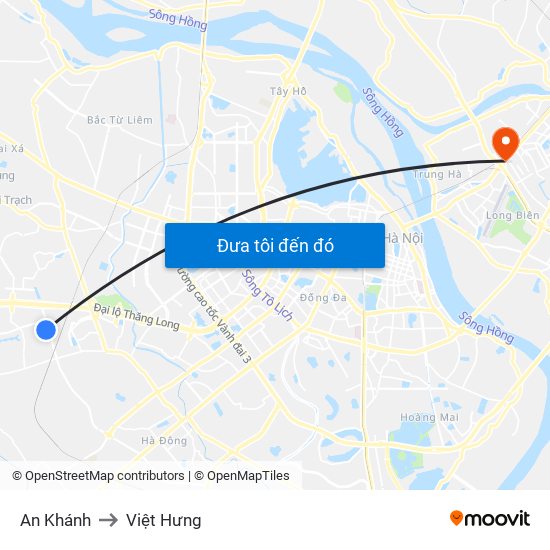 An Khánh to Việt Hưng map