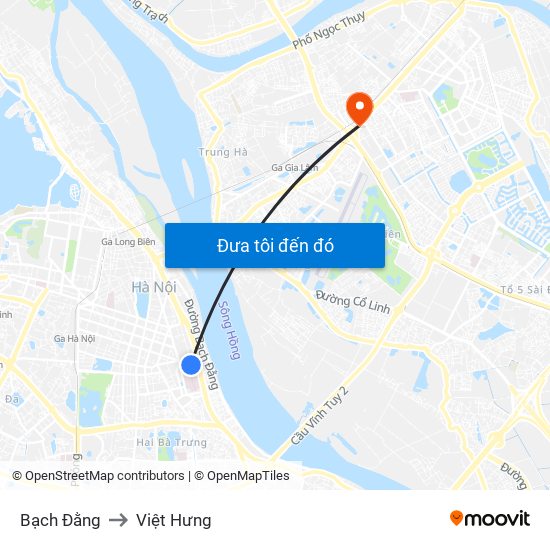 Bạch Đằng to Việt Hưng map
