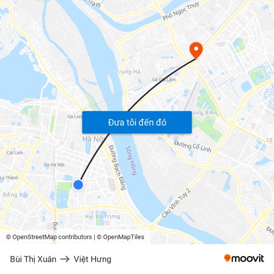 Bùi Thị Xuân to Việt Hưng map