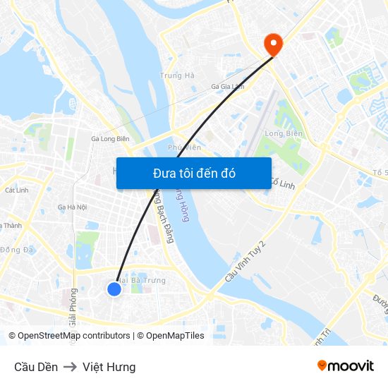 Cầu Dền to Việt Hưng map