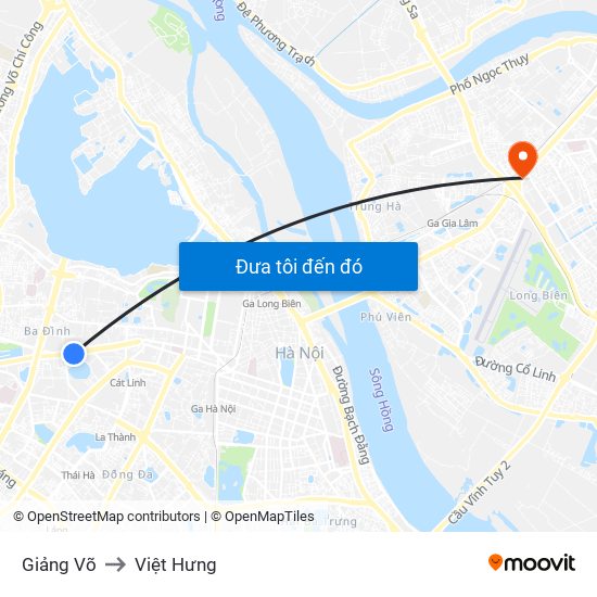 Giảng Võ to Việt Hưng map