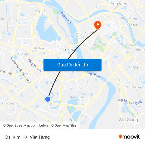 Đại Kim to Việt Hưng map