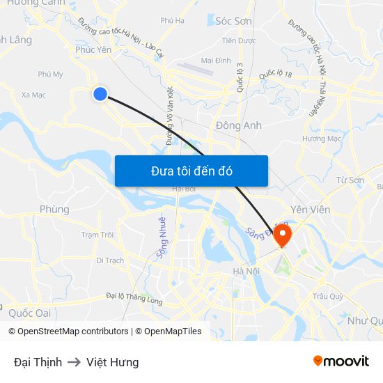 Đại Thịnh to Việt Hưng map