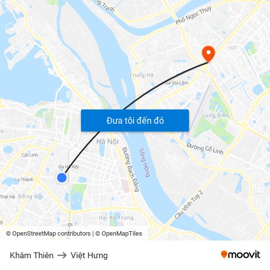 Khâm Thiên to Việt Hưng map