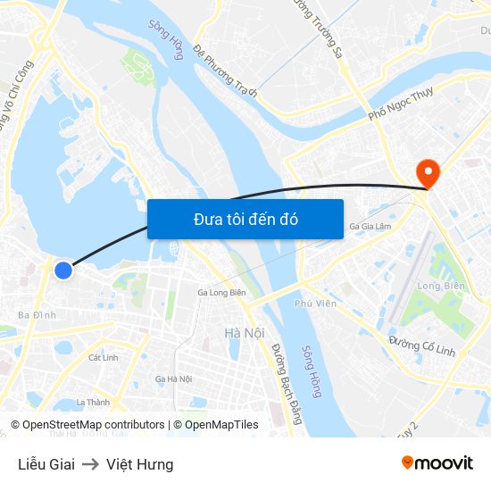 Liễu Giai to Việt Hưng map