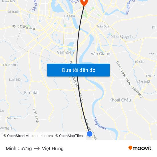 Minh Cường to Việt Hưng map