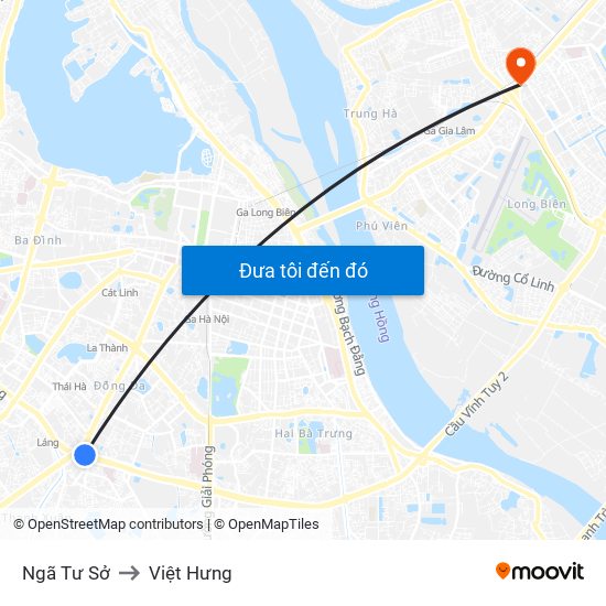 Ngã Tư Sở to Việt Hưng map