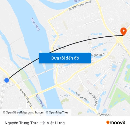 Nguyễn Trung Trực to Việt Hưng map