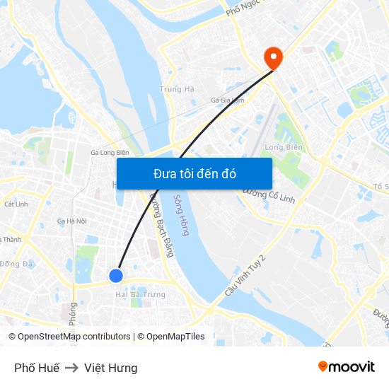 Phố Huế to Việt Hưng map
