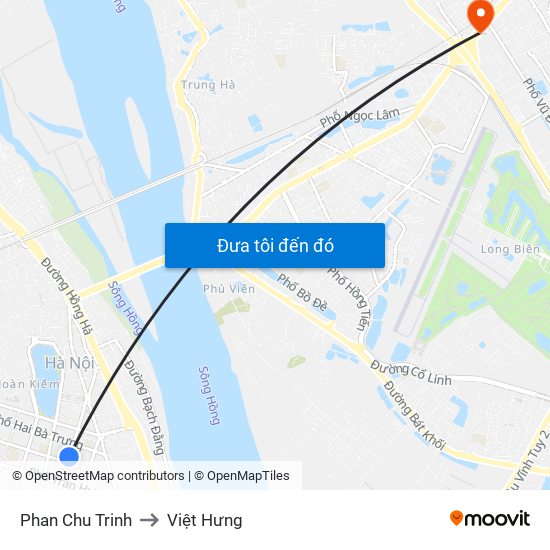 Phan Chu Trinh to Việt Hưng map