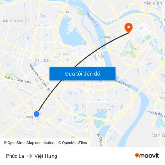 Phúc La to Việt Hưng map