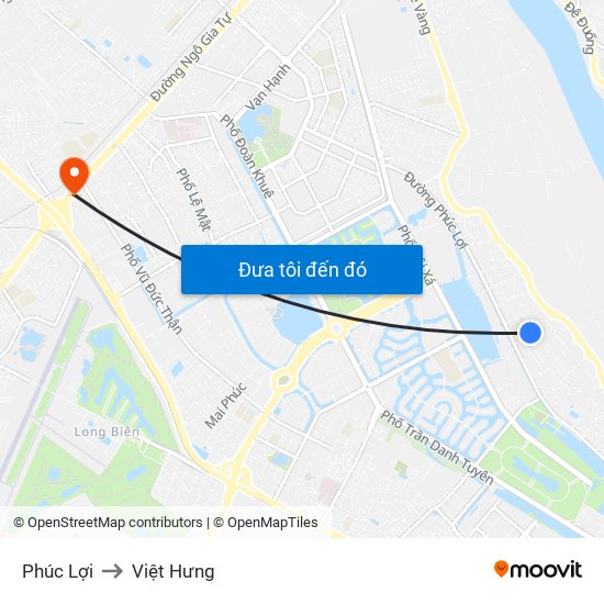 Phúc Lợi to Việt Hưng map