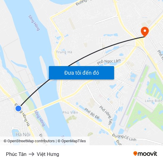 Phúc Tân to Việt Hưng map