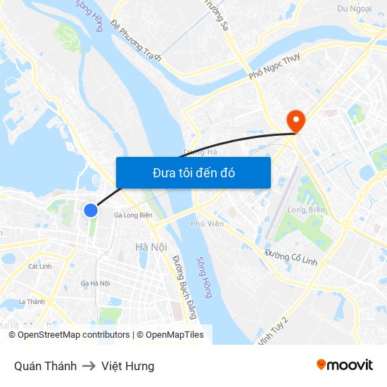 Quán Thánh to Việt Hưng map