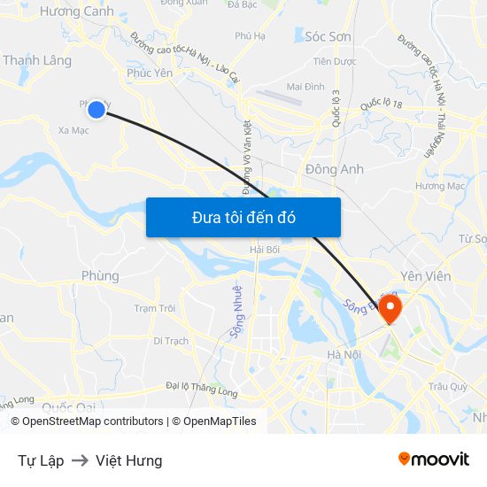 Tự Lập to Việt Hưng map