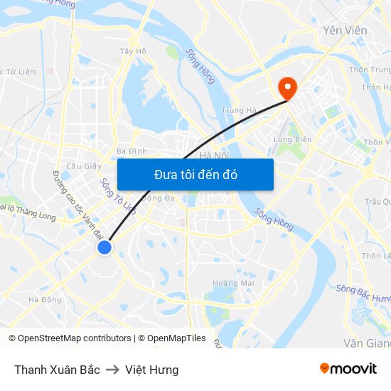 Thanh Xuân Bắc to Việt Hưng map