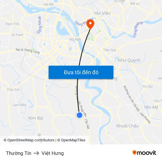 Thường Tín to Việt Hưng map