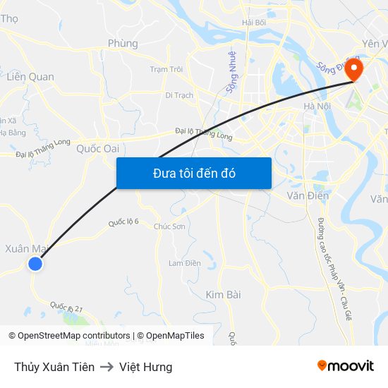 Thủy Xuân Tiên to Việt Hưng map